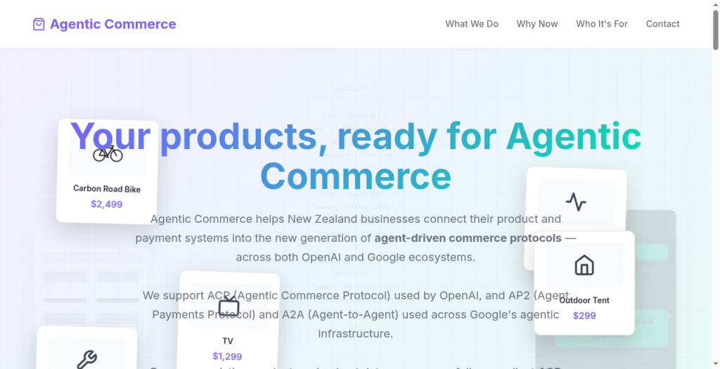 Agentic Commerce homepage