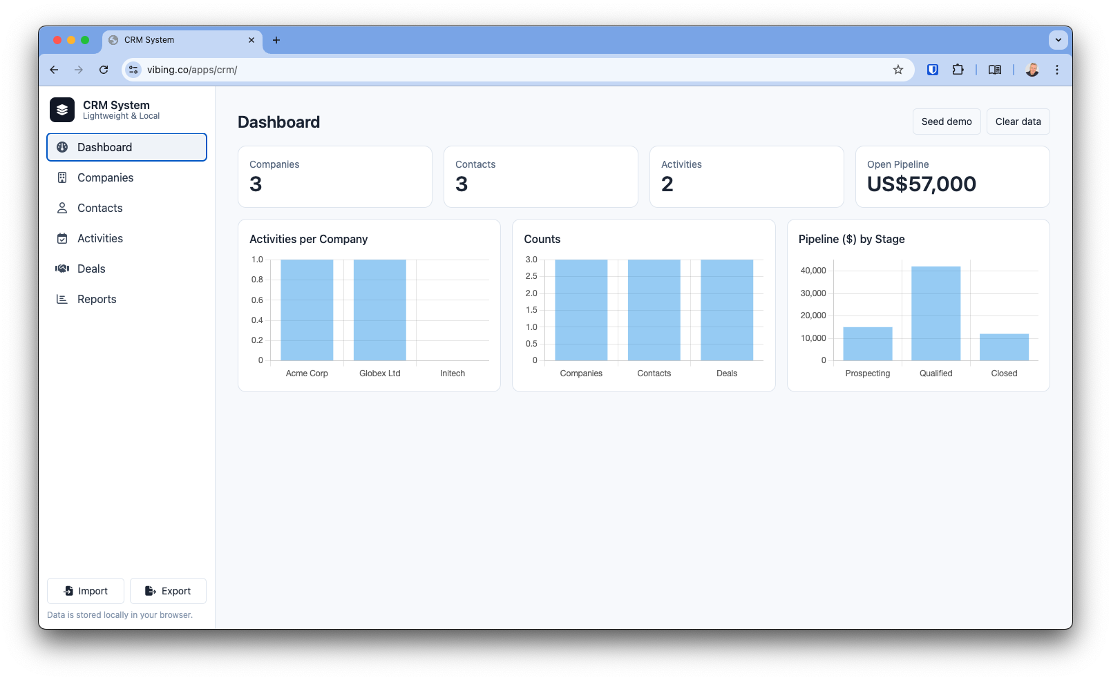 CRM app preview