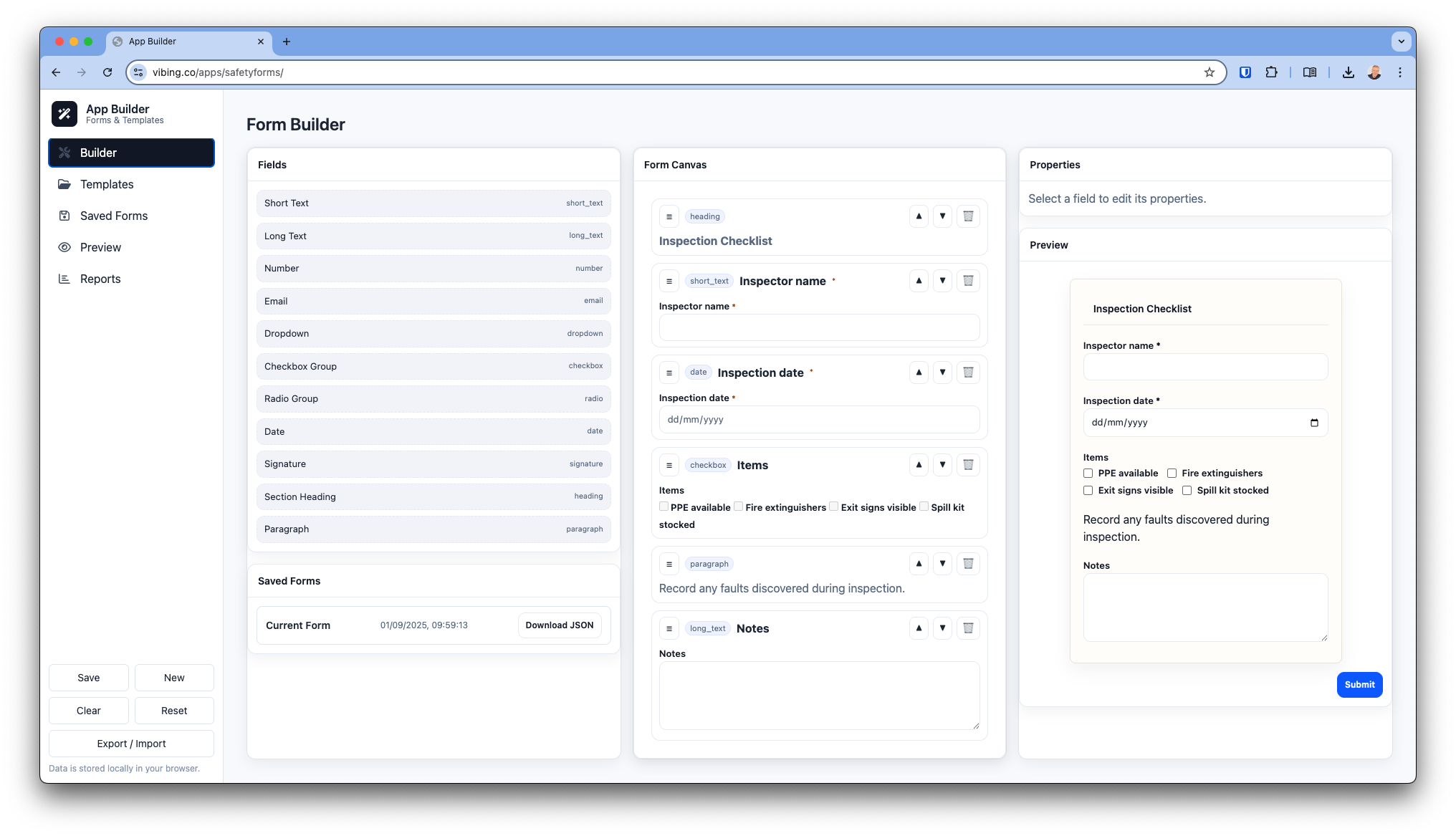 Safety Forms app preview